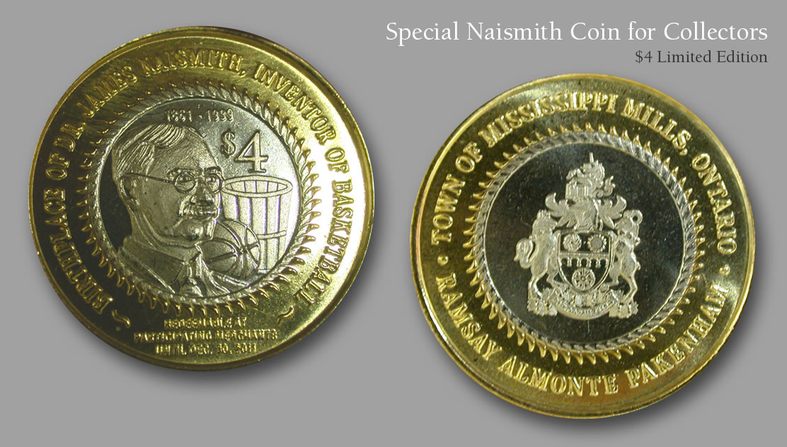 Naismith coin for sale from the Naismith Basketball Foundation